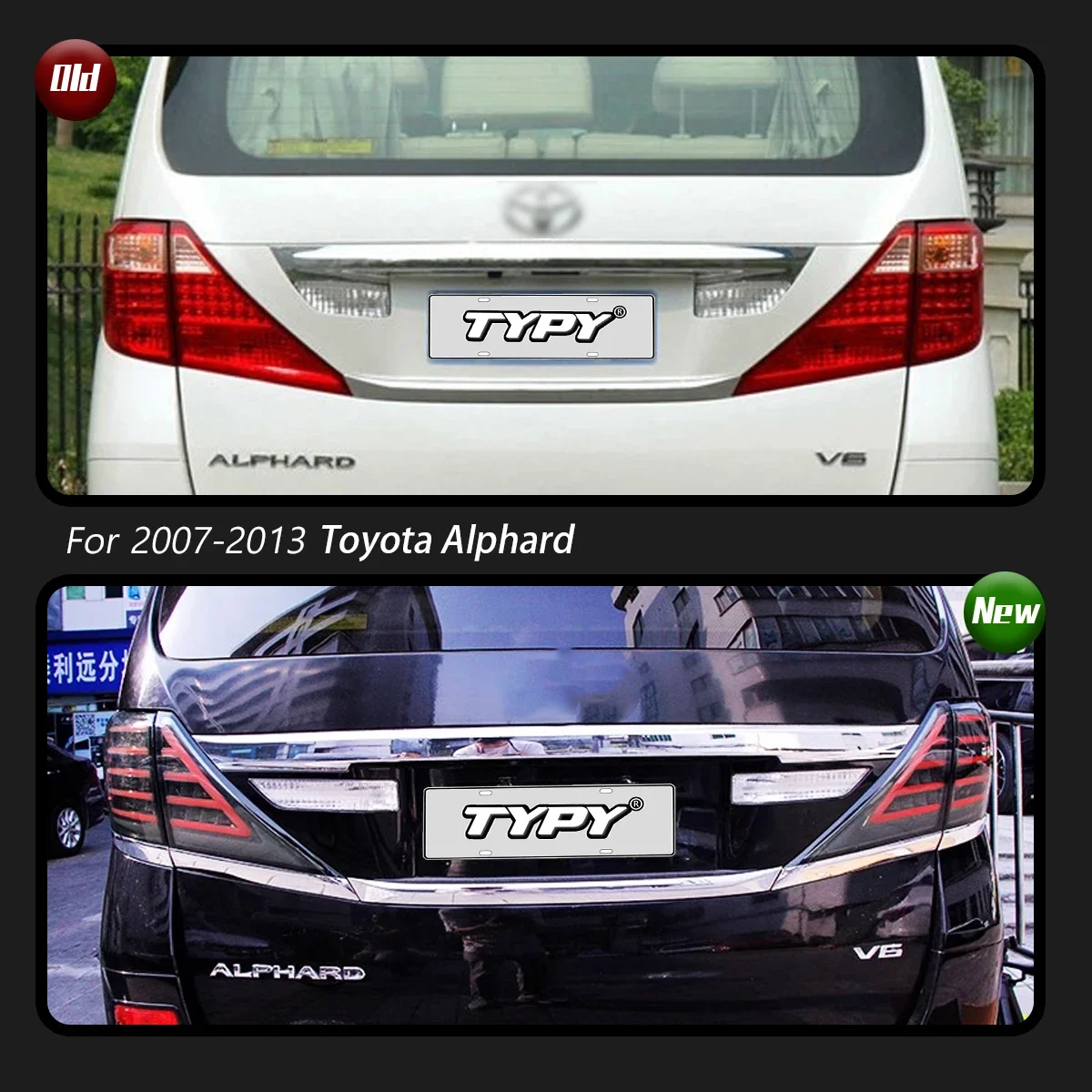 TYPY Car Tail Lamps for Toyota Alphard 2007-2013 Upgraded LED Taillights Dynamic Turn Signal Lamp Brake DRL Car Accessories