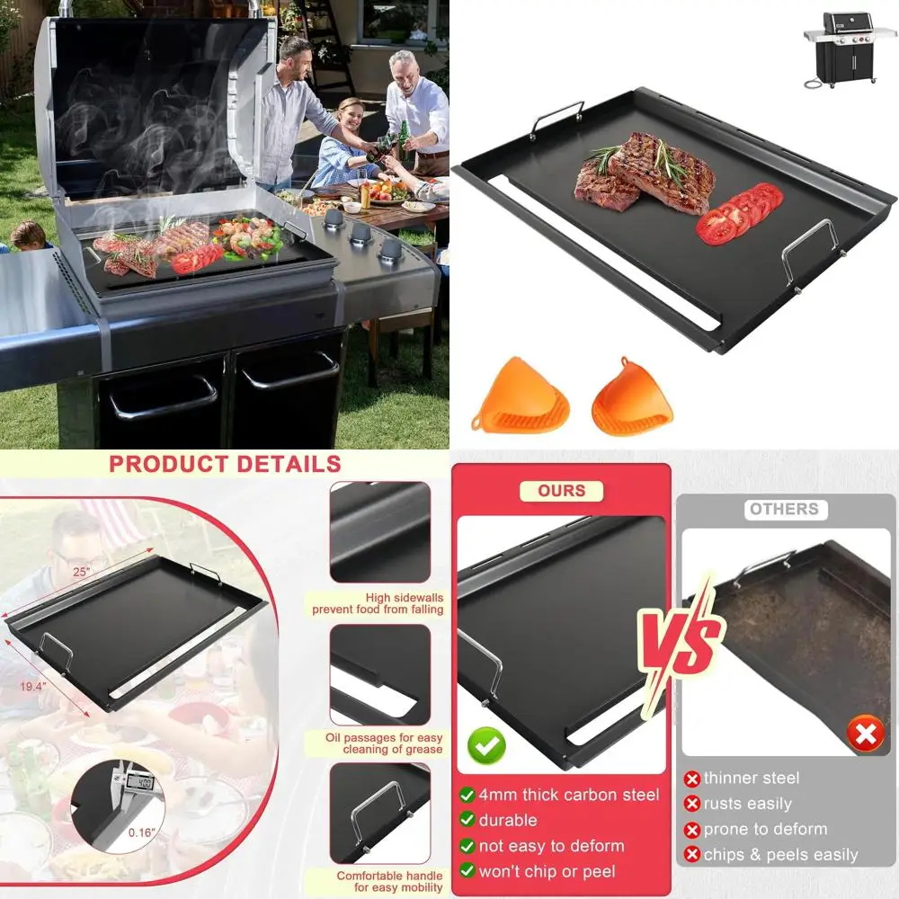 

Weber Genesis 300 Series Gas Grill Griddle, Carbon Steel Full-Size Flat Top Plate with Handles, Compatible with E310, S310, S320