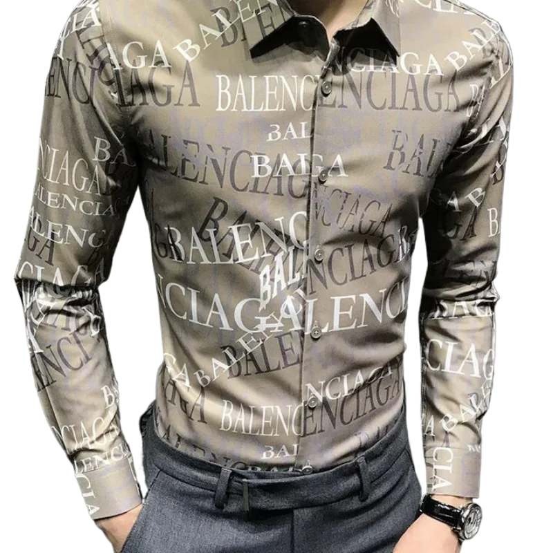 Men's Clothing Summer high quality Handsome Letter Floral Shirt Slim-fit Trendy Printed All-match Casual T-shirt