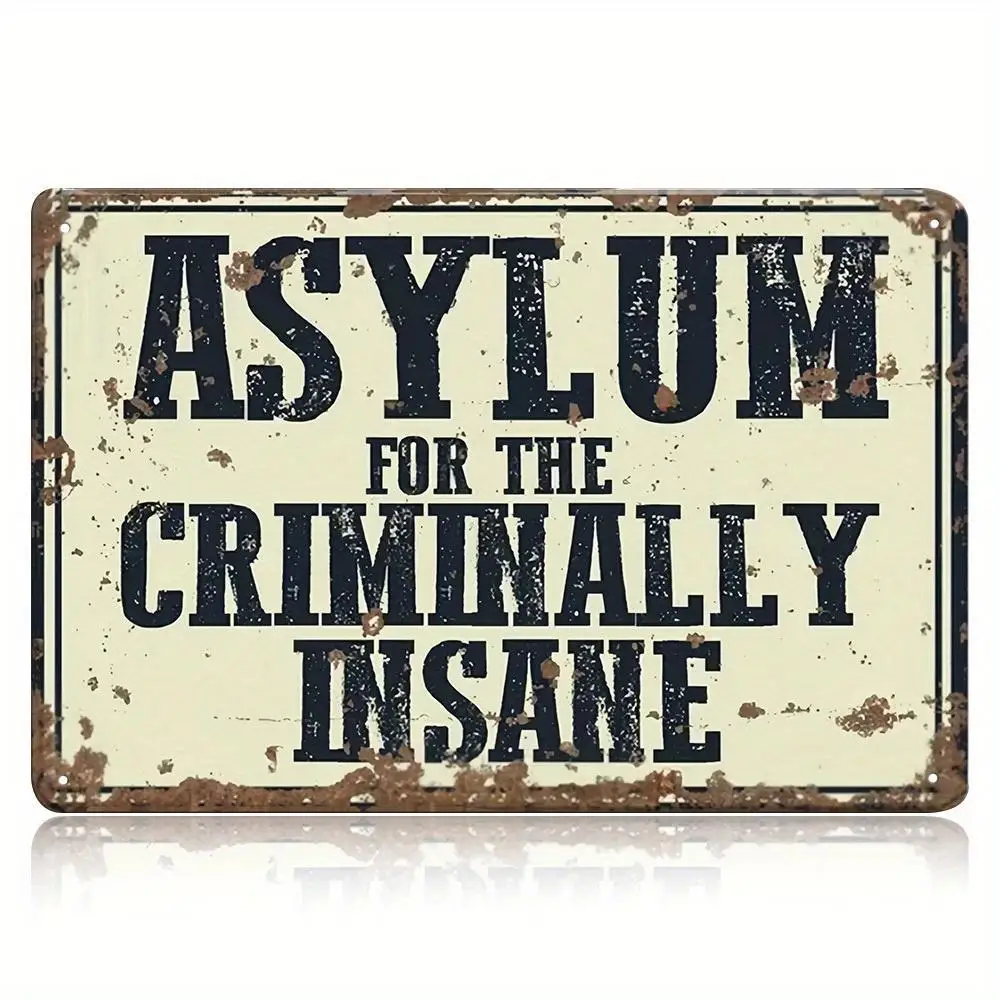 2D Flat, 2D Flat 1pc Asylum-Themed Vintage Aluminum Wall Sign 8*12 Inch - 