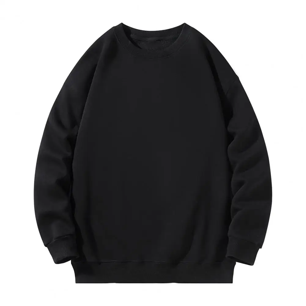 

Fashionable Casual Sweatshirt Ribbed Neckline Sweatshirt Men's Soft Thick Warm Sweatshirt with Long Sleeve for Fall for Men