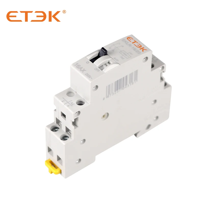 ETEK Impulse Relay Household Bi-stable Latching Auto Control Relay For Lighting 1P 2P 16A 1NO 2NO Coil 230V AC 110V DC EKLR