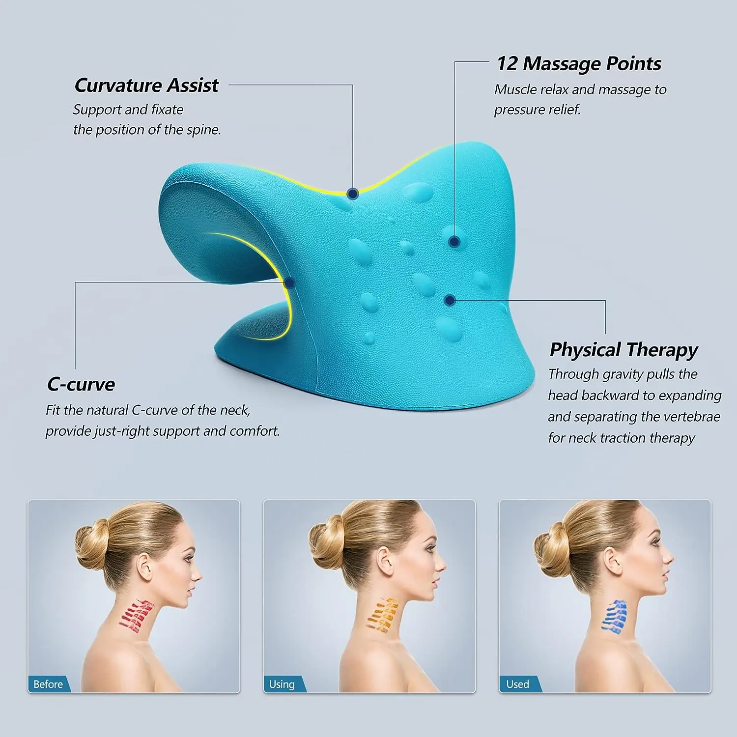 Neck And Shoulder Relaxer Cervical Traction Device For TMJ Pain Relief And Cervical Spine Alignment Chiropractic Pillow Stretche