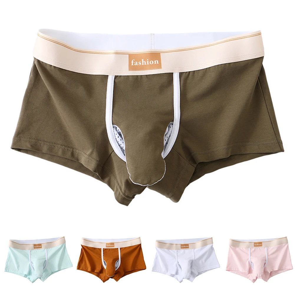 

Men Middle Waist Boxer Shorts Cotton Elephant Nose Separate Panties Breathe Boxer Trunks Underpants