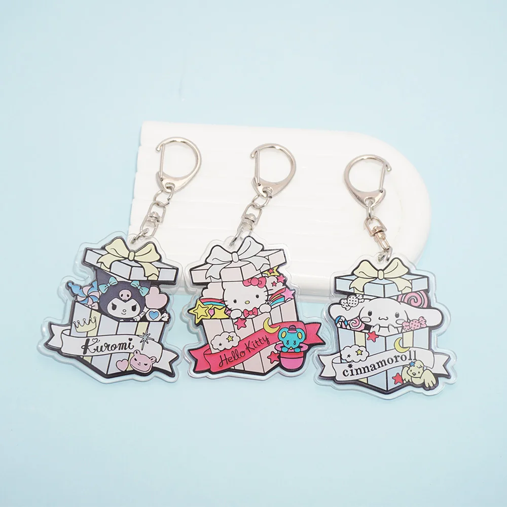 

Sanrio Hello Kitty Kuromi Cinnamoroll Acrylic Keychain Surprise Gift Box Heads Peeking Candies Inside Kawaii Gift For Kids Fans
