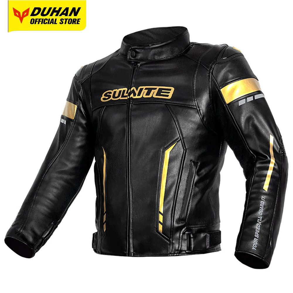 

SULAITE Winter Motorcycle Jackets The Four Seasons Warm Leather Clothing Waterproof Motocross Jaquete Detachable Cotton Liner