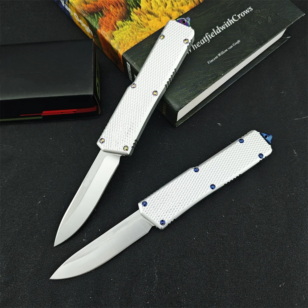 

Cobra/Tec OTF AU.TO Knife D2 Drop Point Blade T6 Aluminum White Handle Outdoor Tactical Hunting Knife Everday To Carrying