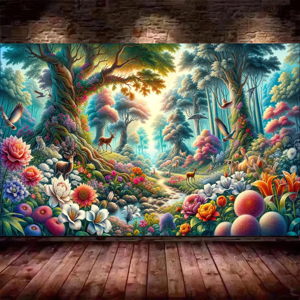 

DIY Vibrant beautiful flower trees and animals DIY 5D Diamond Painting New Arrival Full Drill Mosaic Diamond Embroidery Big Size