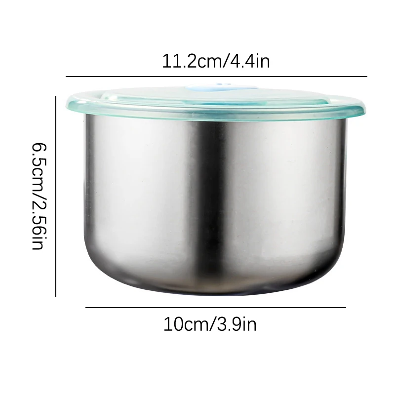 Récipient alimentaire rond en acier inoxydable avec couvercle scellé, bol de conservation frais, bac à légumes, préparation de repas, rangement pour réfrigérateur, ensemble de cuisine