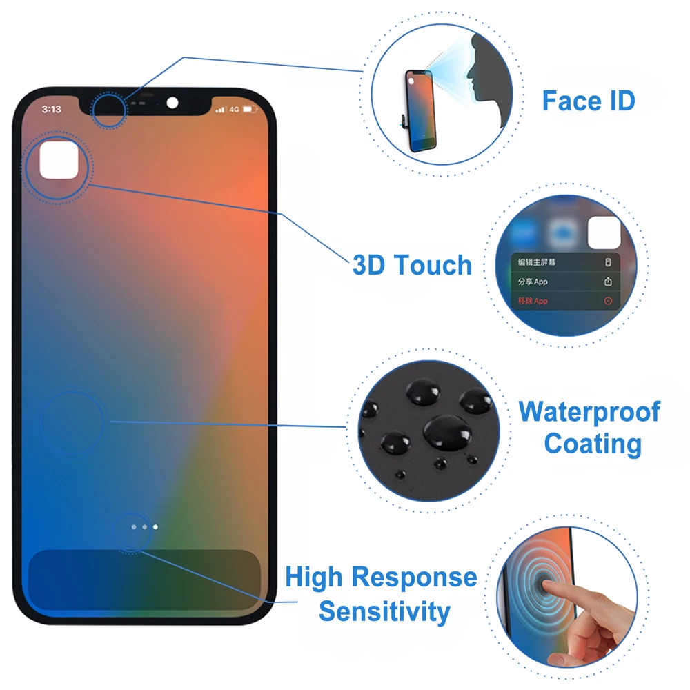 IPhone 12 Pro,a2407,a2341,a2406,a2408用の交換用LCDタッチスクリーン