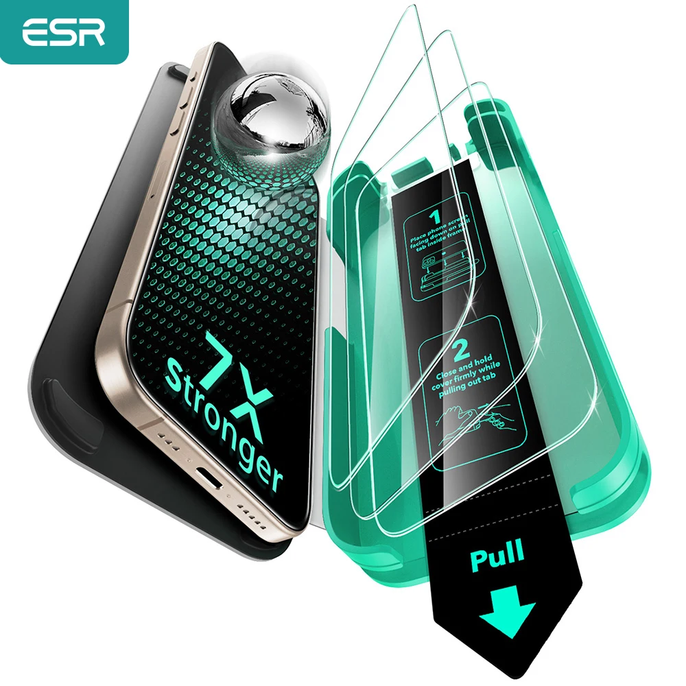 ESR 3 Pack 9H + Verre pour iPhone 16 Pro Max Protecteur d'écran Armorite Verre trempé de confidentialité avec plateau UltraFit pour iPhone 16 Pro