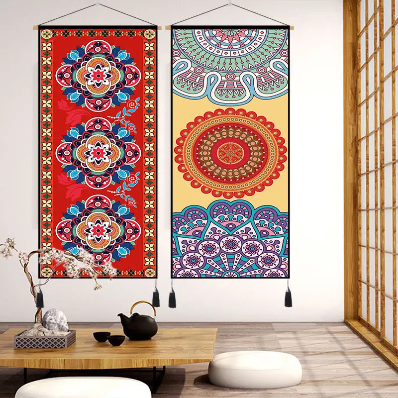 Bohemia Decor Scroll Wall Art Paintings Living Room Bedroom Decor Aesthetic Hanging Tapestry Anime Poster Electric Box Decals