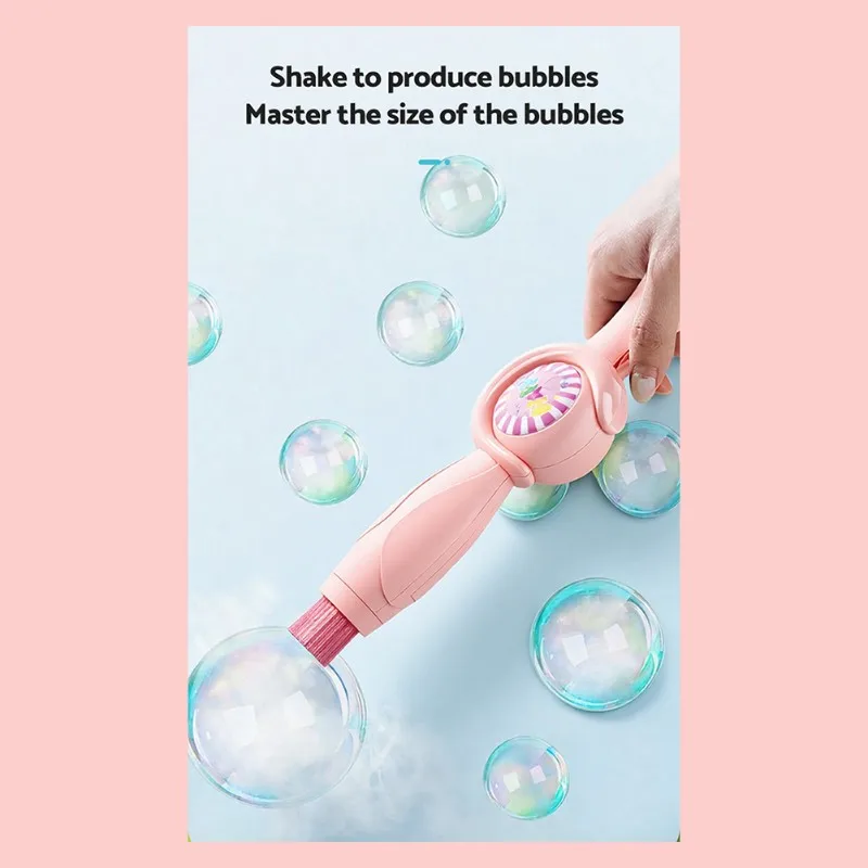 MACH-Bubbles Puffpop Bubble Maker, USB Rechargeable Automatic Bubble Machine With Lights, For Outdoor Kids