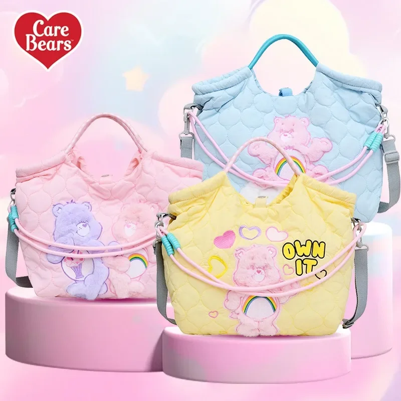 

MINISO Rainbow Love Bear Tote Bag Anime Crossbody Bag Capacity Portable Shoulder Bag Cute Student Backpack Girl Toy Gift