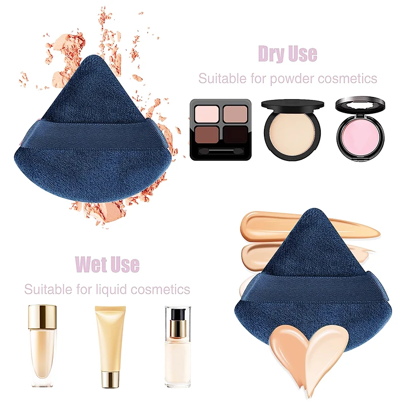 Triangle Powder Puff Mini Face Makeup Sponge Cosmetics Soft Cotton Face Powder Puff Washable Velvet Makeup Puff Tools