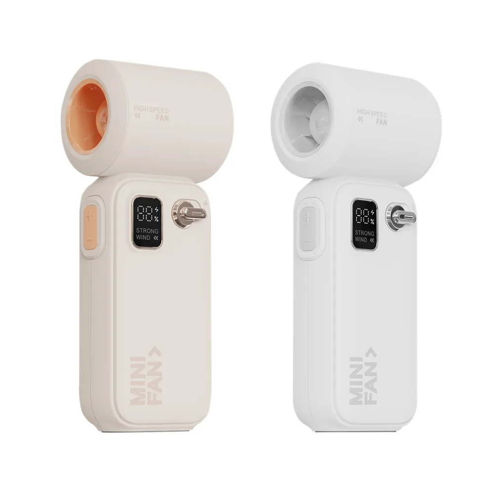 2026 New 3600mAh Digital Display High Speed Mini Electric Fan Small Wind Cannon Portable Handheld Small Fan Storm Turbofan