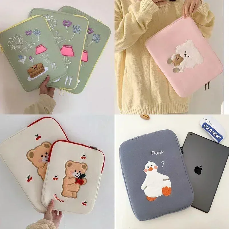 Cute Cartoon Laptop Tablet Inner Case Bag for Ipad Pro 10.5 11 12.9 Air 1 2 3 4 Sleeve Pouch for Macbook Ipad 9.7 10.2 10.9 Inch