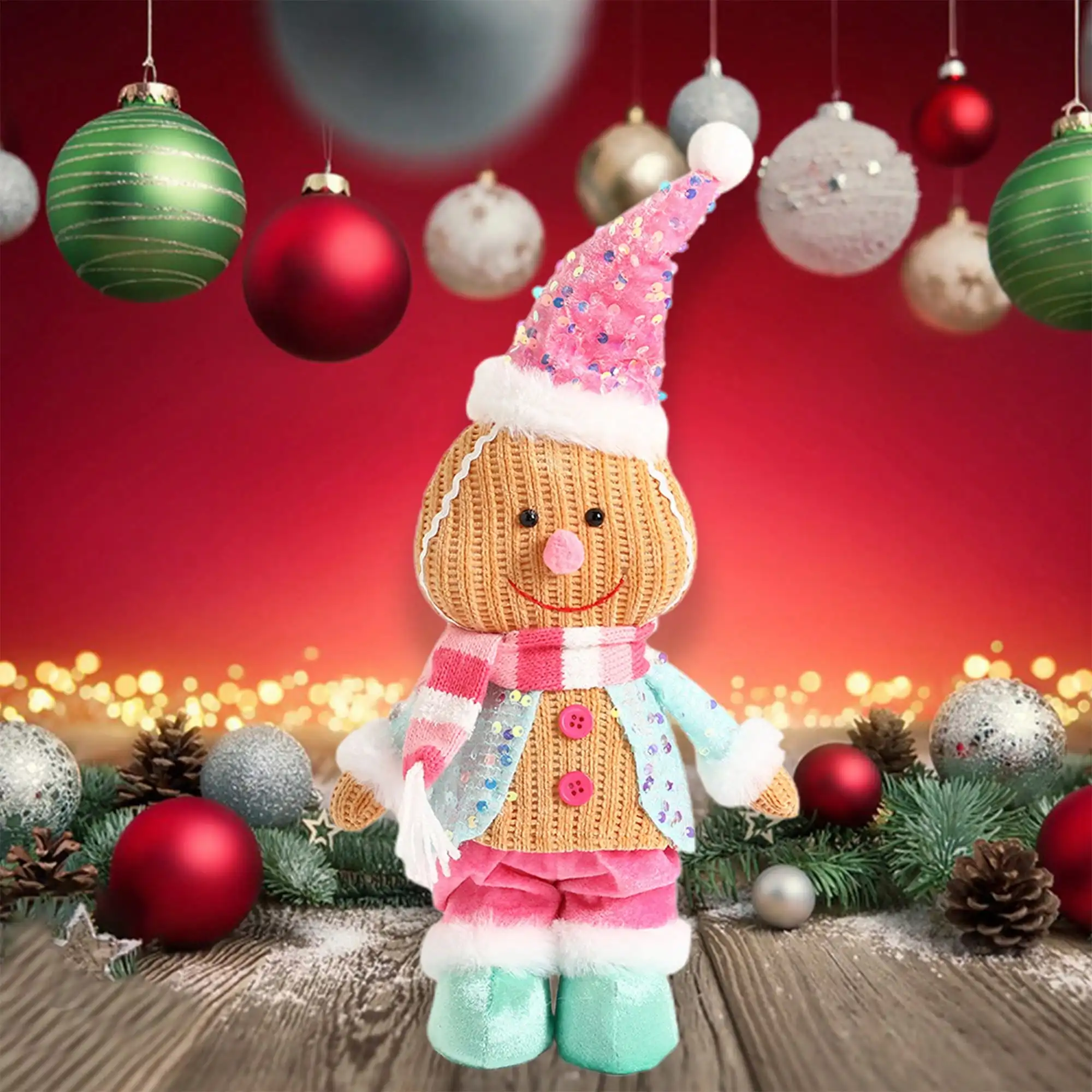 진저브레드 봉제 크리스마스 인형 – 어린이를 위한 귀여운 휴일 봉제인형, 가정 장식, 침실 장식품 및 크리스마스 선물