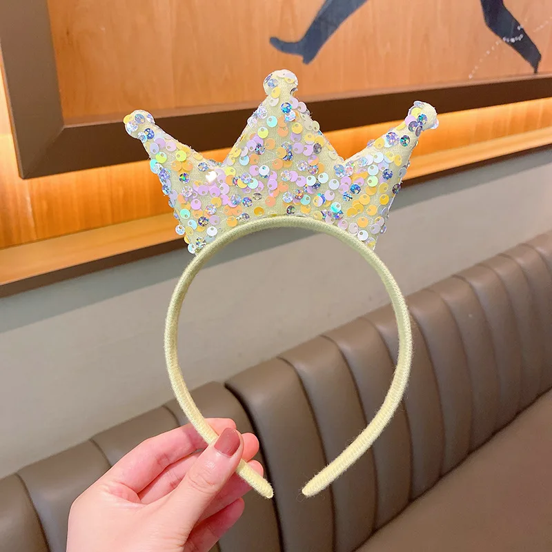 Princess Big Crown Headband Children\'s sweet double-sided sequin crown Headband Birthday gift accessories for little girls