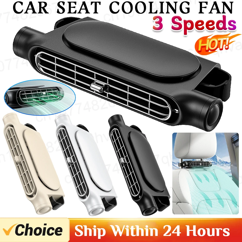 

Portable Car Seat Fan for Front Rear Seat Passenge USB Powered Car Headrest Cooling Air Fan 3 Speeds Adjustable Car Interior Fan
