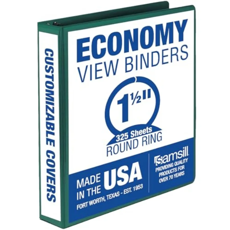 

1.5 Inch 3 Ring Binder, Economy Round Ring, Clear View Cover, 325 Sheet Capacity - for School, Home, Office - Forsest