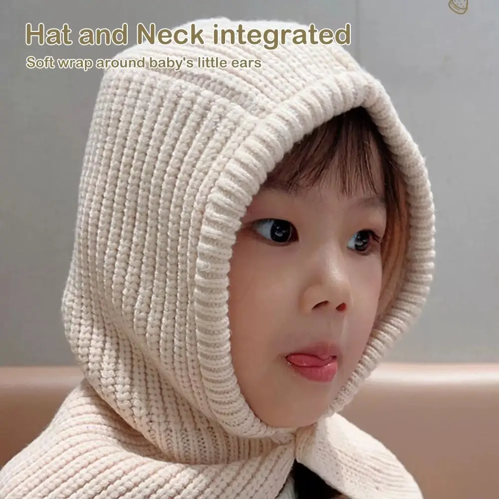العصرية بلون محبوك قبعة سميكة الدافئة الطفل سدادات حماية الأذن قبعة قطعة واحدة المتكاملة الغزل متماسكة إيرفلاب قبعة الأطفال #2