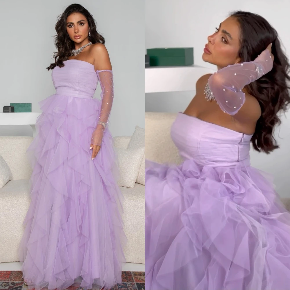 

High Quality Exquisite Strapless A-line Layered Tulle Formal Occasion Gown vestidos para mujer elegantes y bonitos