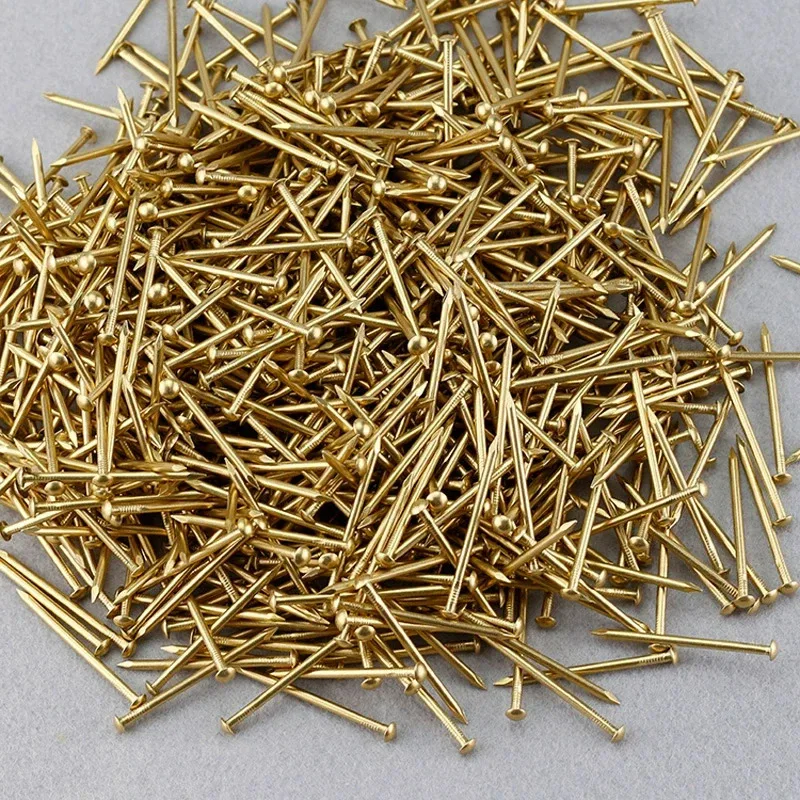 1.2mm Mini Brass Nails - Round Head Copper Brads for Woodworking, Model Making & DIY Crafts (Gold Color Small Size 8mm≈239pcs)
