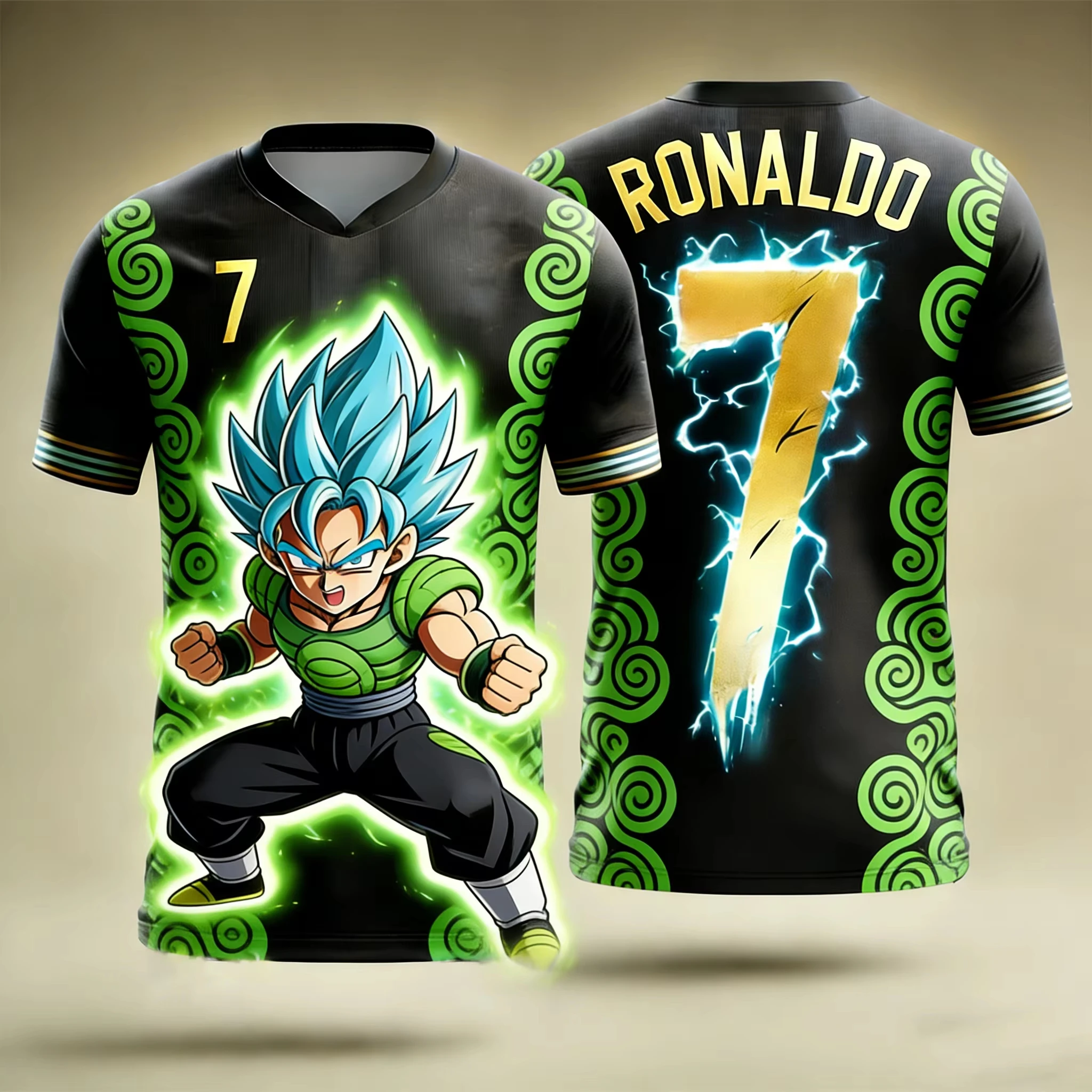 2026 Ronaldo Goku Anime T-shirt for Men and Women Role Playing Fashion Sports Quick Drying Casual Short Sleeves