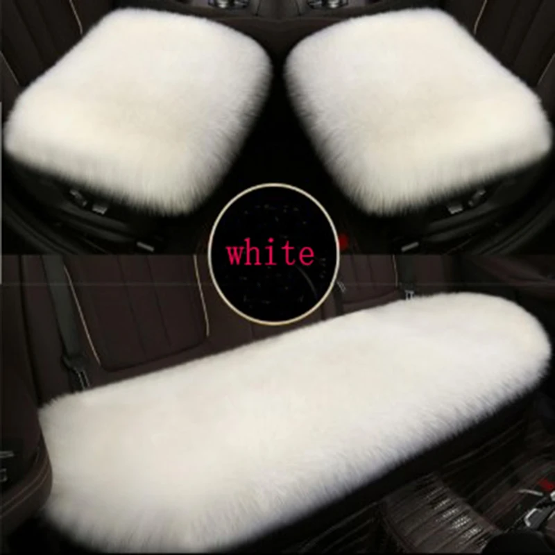 3pcs Real Genuine Sheepskin Car Seat Cover Australian Fur Seat Covers Full Sets Sofa Cushion Unviersal Car Accessories