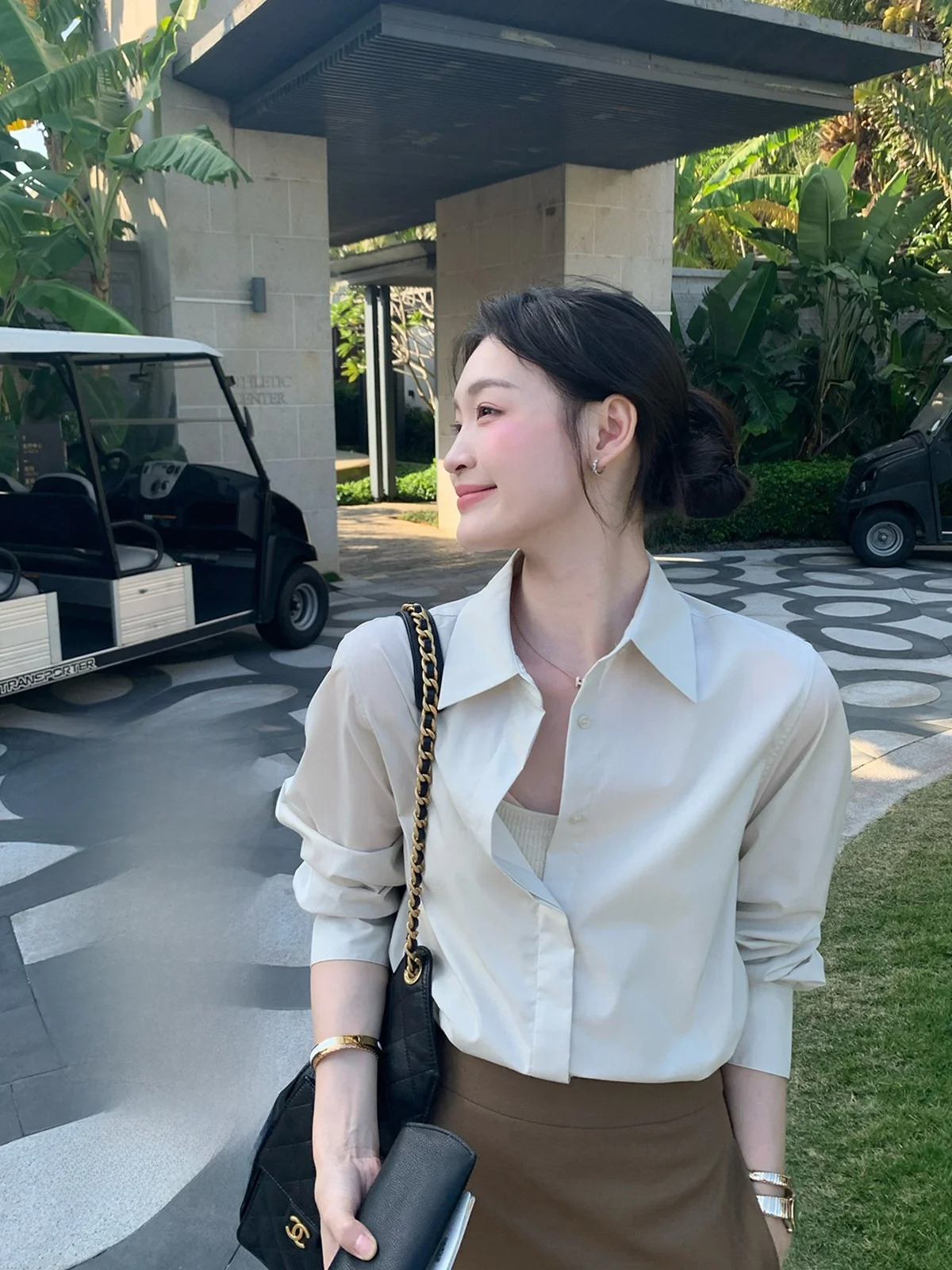 

Женская белая рубашка в корейском стиле Fol Else, свободного кроя, для офиса, модная, элегантная, с длинным рукавом, на пуговицах