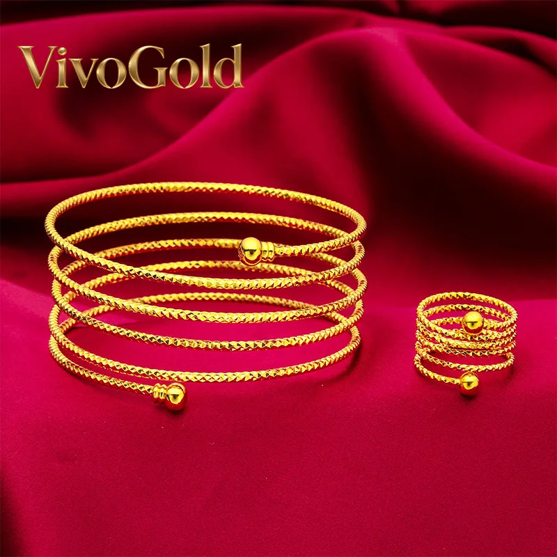 

VivoGold VivoGold 24K Gold Beaded Bracelet & Ring Set | AU999 Pure Gold, round gold beads, shiny finish, elegant for daily wear