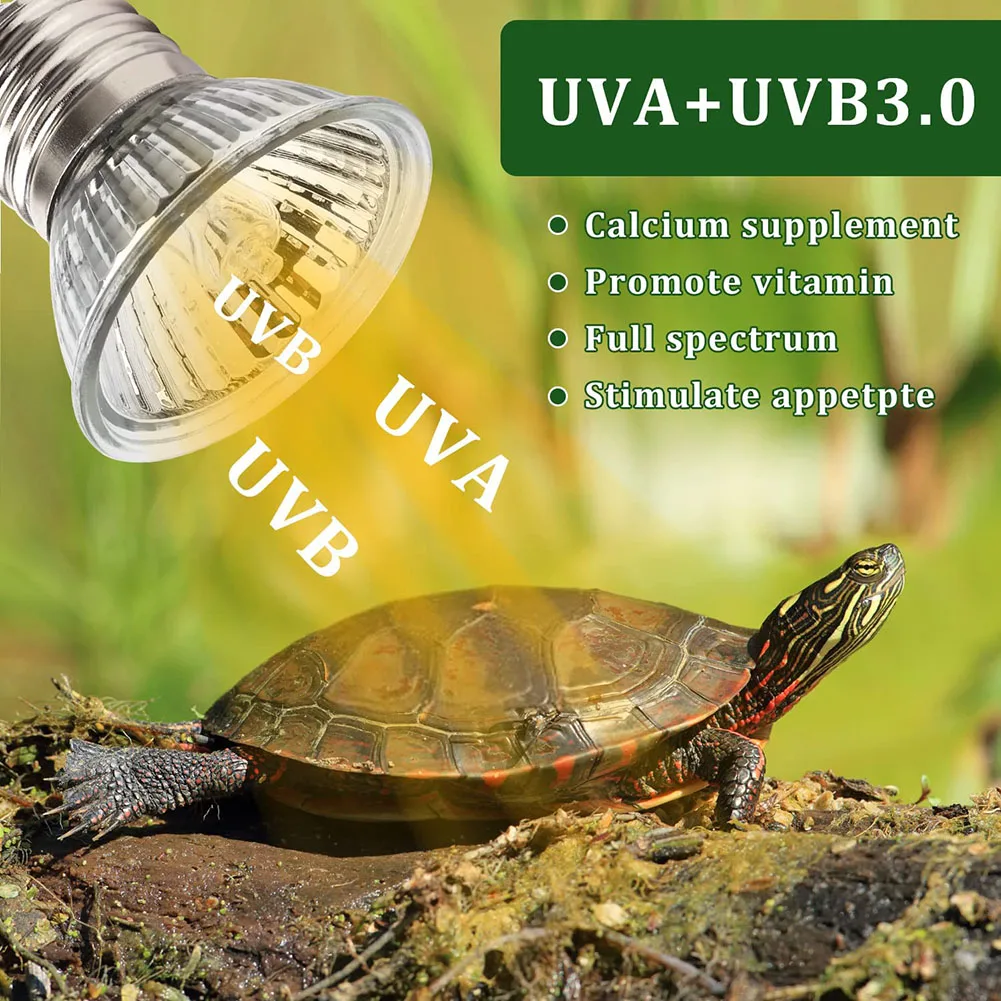 AB33-6 Pack Turtle Heating Bulbs 50W X 6 UVA UVB Lamps Glass Container Heating Lamp For Reptiles, Turtles, Snakes