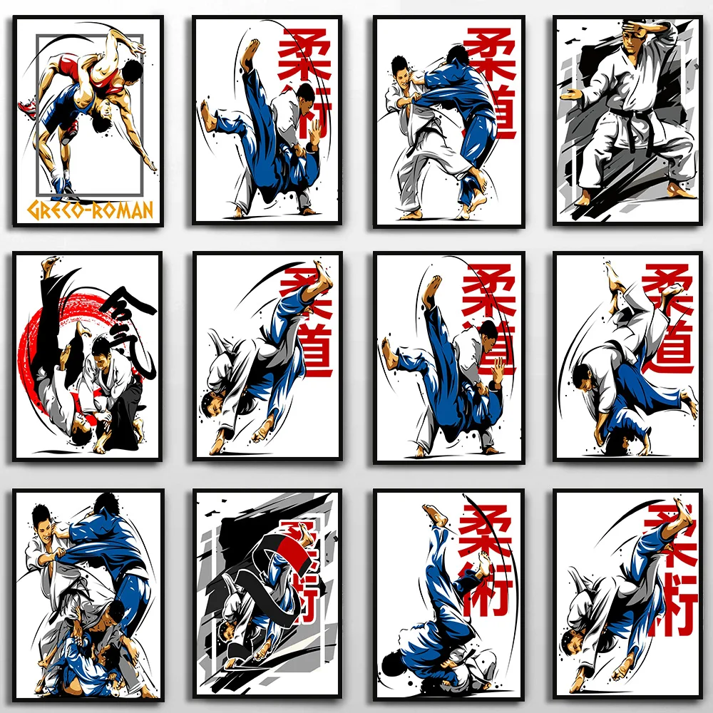 Brazilian Kodokan Judo Jujitsu Poster Judo Techniques Judoka Judo Poster Print Canvas Painting Wall Art Pictures Room Home Decor