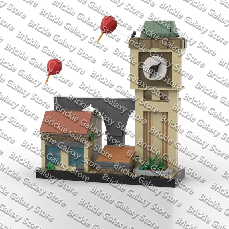 QWERTYPopular Game Model MOC Building Bricks Clock Tower Roof Level Scene Modular Technology Gifts Holiday Assemble Children Toy