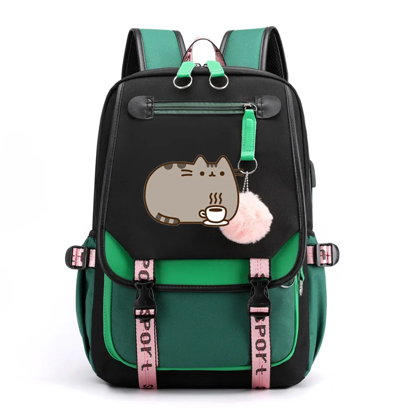 Cat Drink Coffee Backpack Canvas Bag Travel Rucksack High Quality cartoon cat Backpack Teenager Girls Schoolbag Laptop Bagpack