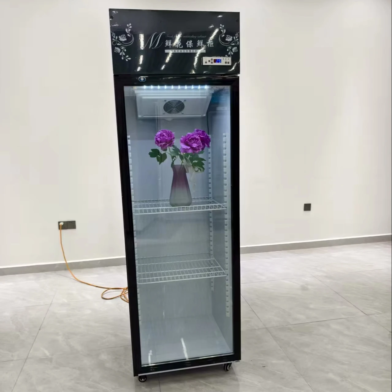 Flower Refrigerator Commercial Display Cooler Single-Temperature Air Cooling Florist Bouquet Fresh-Keeping Cabinet