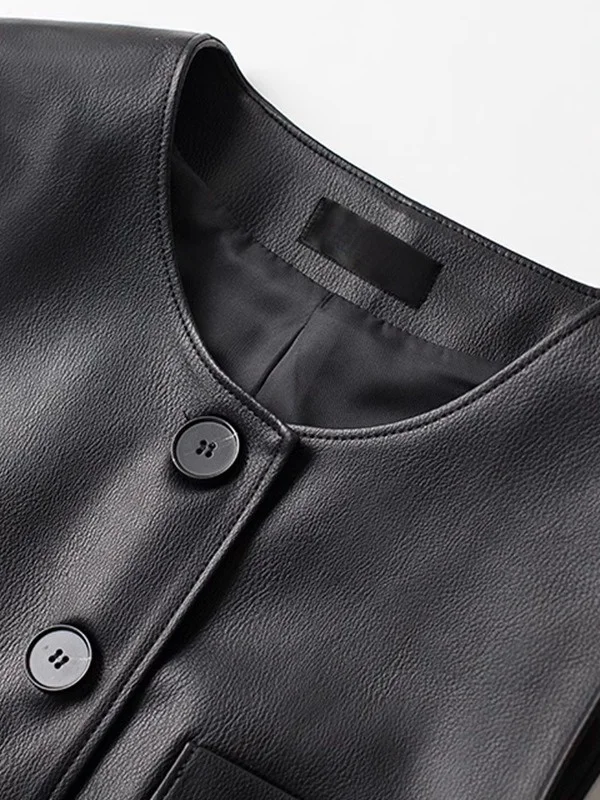   เสื้อกั๊กหนังแท้ Ning สำหรับผู้หญิง คอลเลคชั่นฤดูใบไม้ร่วง-ฤดูหนาว 2025 รุ่นใหม่ หนังหนังแท้ ทรงเข้ารูป กระชับสัดส่วน ใช้งานได้หลากหลาย