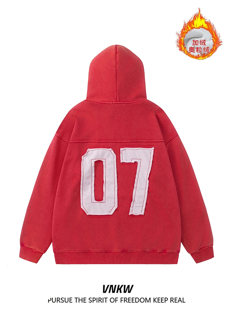 سترة بغطاء للرأس من الصوف مطبوعة على الموضة الأمريكية الرجعية سترة شتوية دافئة فضفاضة غير رسمية متعددة الاستخدامات للجنسين