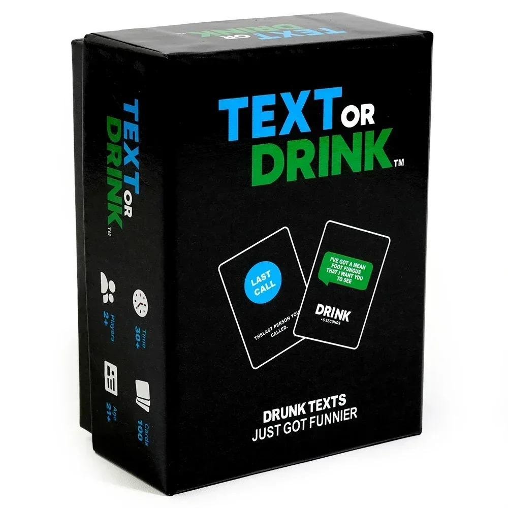 Text Or Drink Drinking Card Game For Parties Pregames And Game Nights The Perfect Party Gift Beer Pressure Variety Of 100 Card