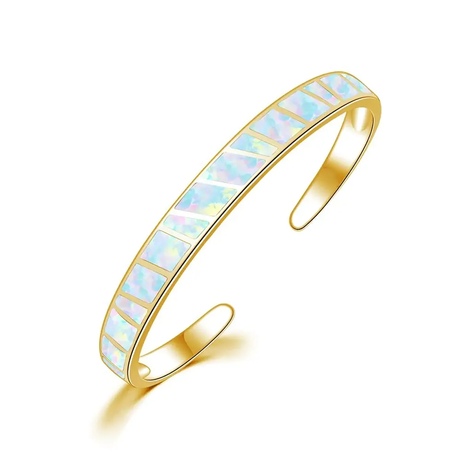 Blaues Opal-Manschettenarmband für Damen, silberfarbenes Statement-Armreif, stapelbarer Boho-Schmuck als Geschenk für Mädchen und Frauen – Detail 11