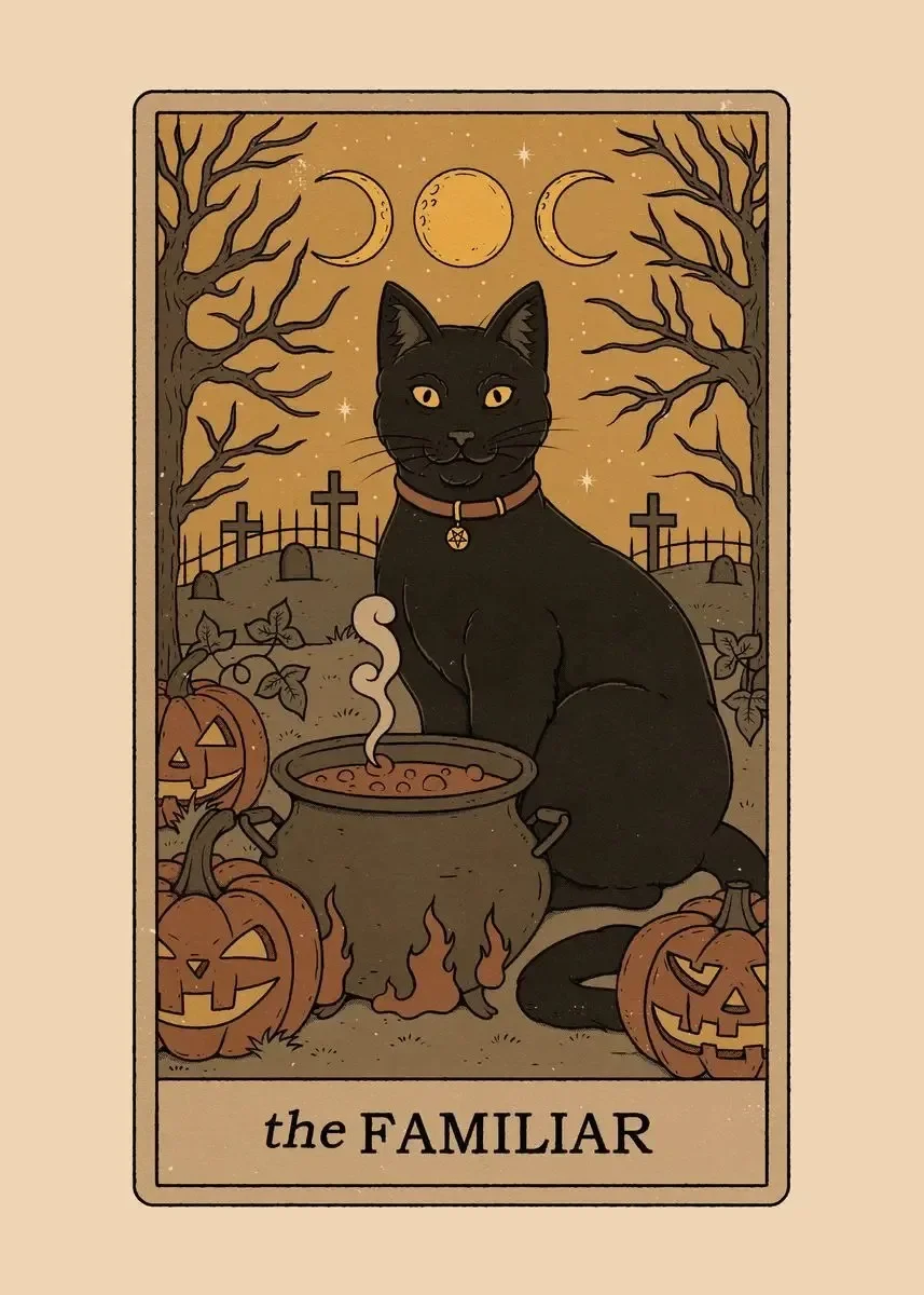 Moon Empress Sun Love Death Cat Tarot Card Minimalist Wall Art Print Canvas Painting Posters Living Room Modern Home Deco