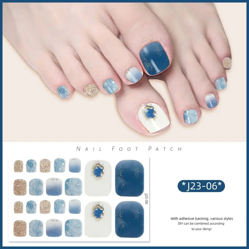

New Removable Foot Nail Stickers Fashion Exquisite Toenail Nail Stickers White Flash 22 Foot Toe Nail Sticker Foot Toe