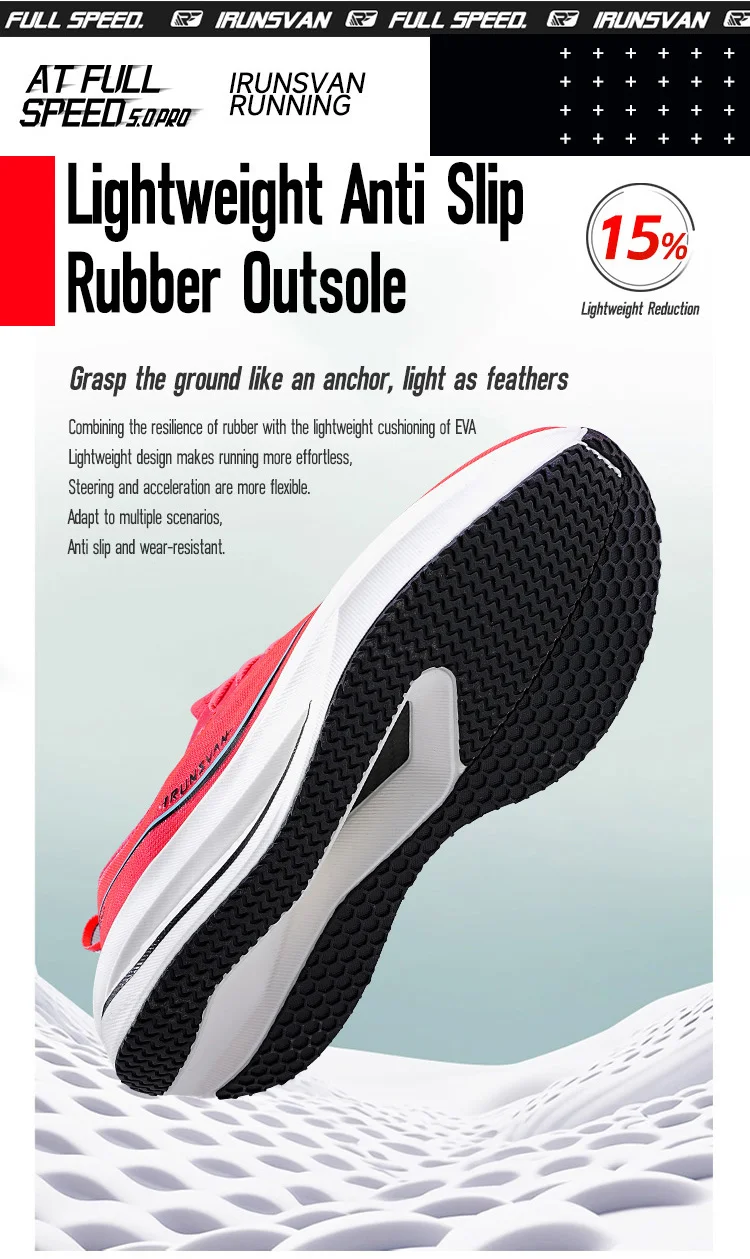 IRUNSVAN Rapid 5.0 Prro Marathon Running Shoes Carbon Plate Breathable Shock Absorbent Outdoor Sports Shoes Men's Shoes