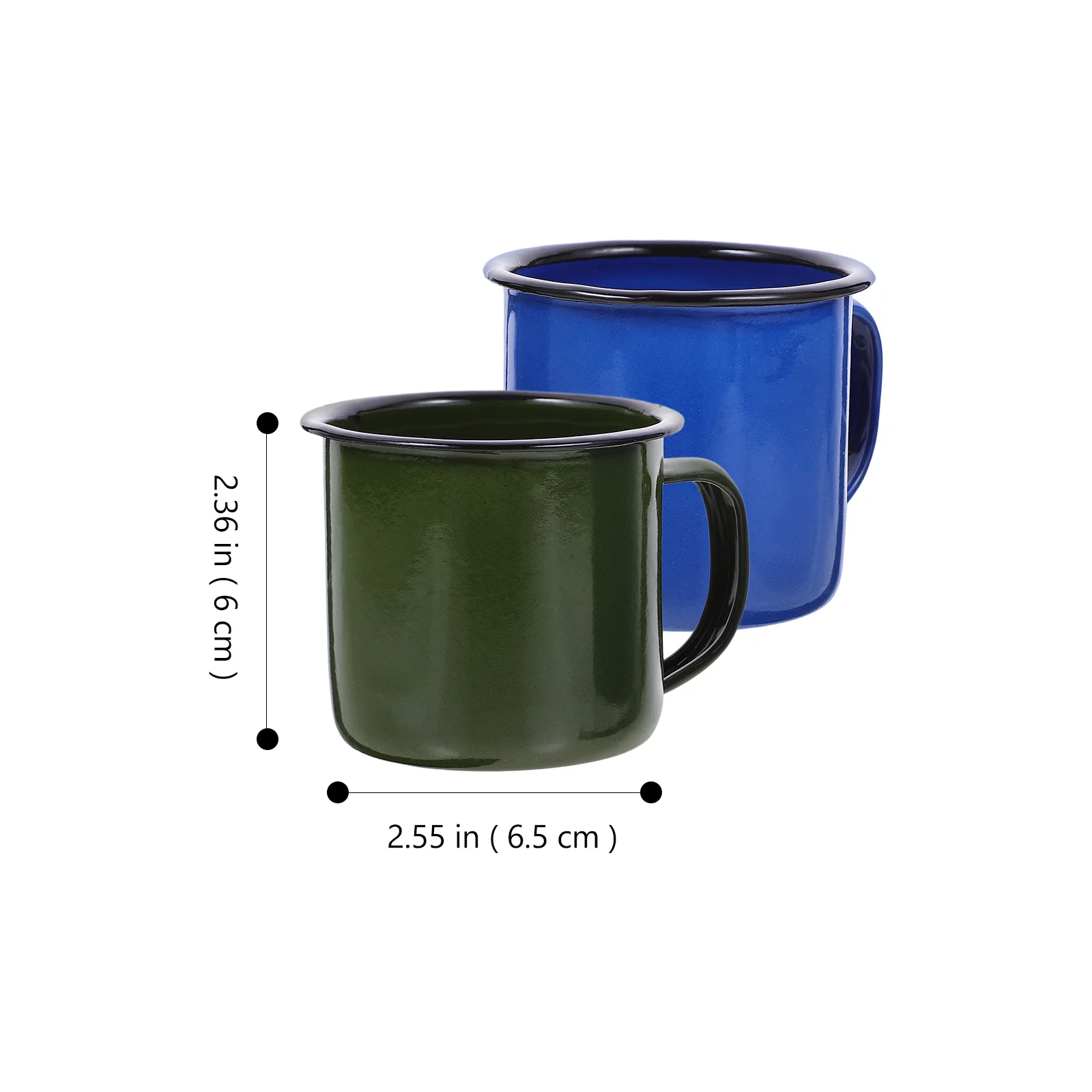 

2pcs Enamel Coffee Cup Small Size Smooth Rim Wide Handle Drinking Mug For Home Office Tea Water Juice Enamel Mug