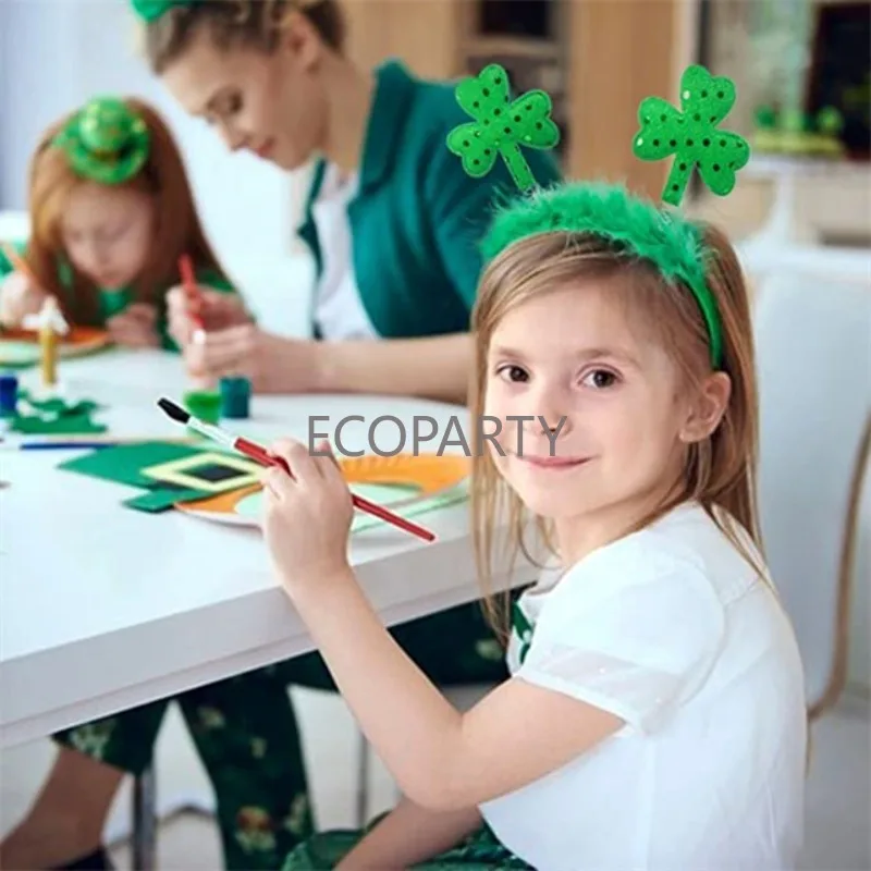 St. Patirick's Day Green Headbands Shamrack Costume Accessories for Saint Patrick Party Favors Decorations