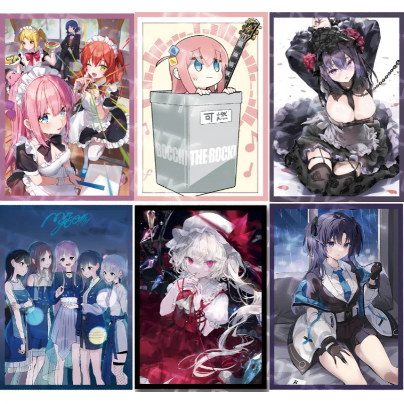 

60Pcs/Set ACG Cards Sleeve Genshin Impact Furina Blue Archive Gotoh Hitori MyGo Makima Anime Game Colorful Card Protective Cover