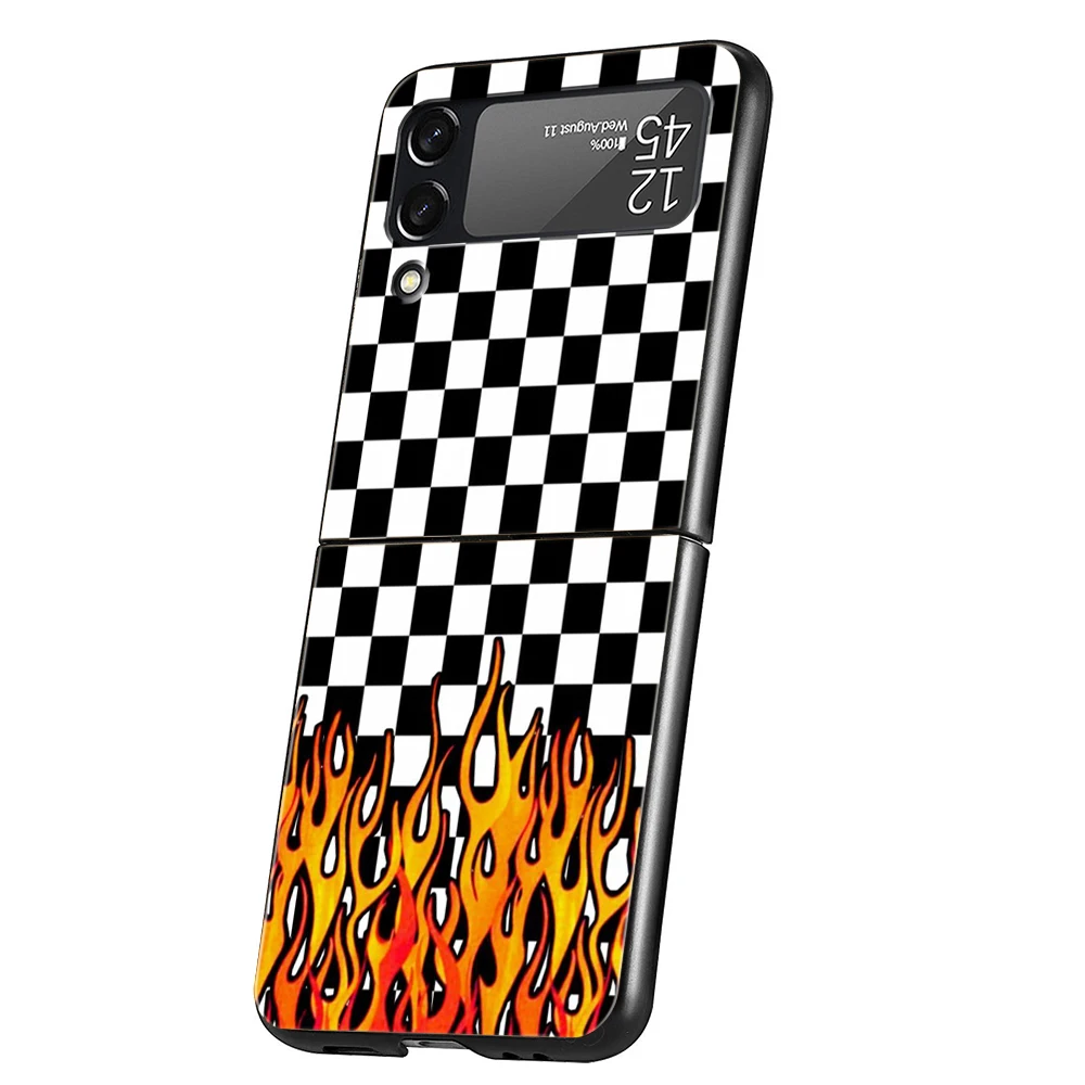 Schachbrett-Schachbrett-Telefonhülle für Samsung Galaxy Z Flip 3 4 5 6 7 Hard Folding PC für Samsung Z Flip3 Flip4 Flip5 Cover