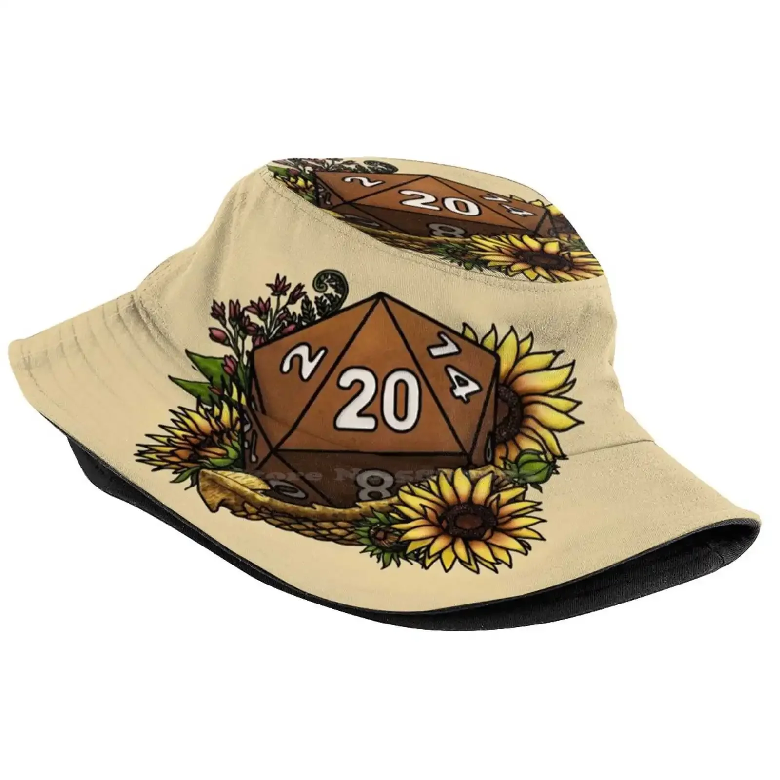 Dragonborn D20 - Tabletop Gaming Dice Sun Cap Fisherman Hat Bucket Hats D20 Dnd And Dragons Dice Feminine Games Geeky