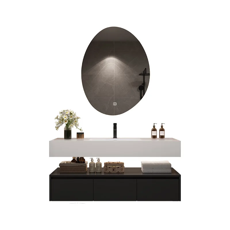 

Slate ceramic seamless hand wash basin bathroom cabinet hotel wind combination toilet
